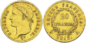 Premier Empire 1804-1814 20 Francs, Paris, 1813 A, AU 6.46 g.
Ref : G.1025, Fr. 516
Conservation : NGC AU 58