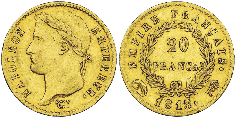 Premier Empire 1804-1814 20 Francs, Rome, 1813, R AU 6.45 g.
Ref : G.1025, Pag 9...