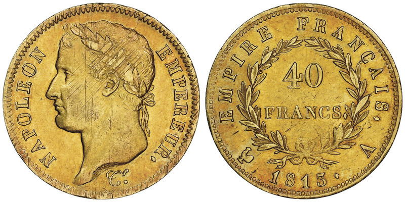 Premier Empire 1804-1814 40 Francs, Paris, 1813 A, AU 12.9 g.
Ref : G.1084, Fr. ...