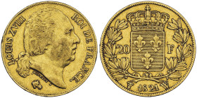 Louis XVIII 1814-1815 20 Francs, Lille, 1821 W, AU 6.45 g.
Ref : G.1028, Fr.539 Conservation : NGC XF 40 Quantité : 8446 ex. Rare.