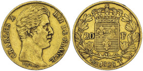 Charles X 1824-1830 20 Francs, Nantes, 1828 T, AU 6.45 g.
Ref : G.1029, Fr. 552
Conservation : NGC XF 45 Quantité : 3175 exemplaires. Rare