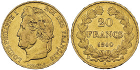 Louis Philippe 1830-1848
20 Francs, Lille, 1840 W Caducée, AU 6.45 g.
Ref : G.1031, Fr. 562 Conservation : NGC VF 35