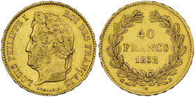 Louis Philippe 1830-1848 40 Francs, Rouen, 1832 B, AU 12.9 g.
Ref : G.1106, Fr. 558
Conservation : NGC AU 58 Quantité : 5339 exemplaires. Rare