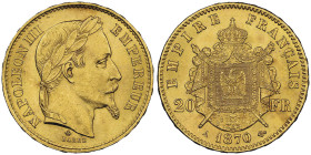 Second Empire 1852-1870
20 Francs, Paris, 1870 A, AU 6.45 g. 
Ref : G. 1062 Fr. 584
Conservation : NGC MS 65