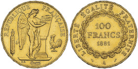 100 Francs, Paris, 1881 A, AU 32.25 g.
Ref : G. 1137, Fr. 590
Conservation : NGC MS 62