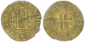 Francesco Sforza, Duca di Milano e Signore di Gênes 1464-1466
Mezzo Genovino, Gênes, AU 1.72 g. Avers : F S DVX MELI D IAN Portail génois entre F et S...