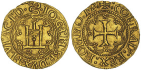 Gian Galeazzo Maria Sforza Duca di Milano e Signore di Gênes 1488-1494 
Genovino, AU 3.49 g.
Avers : IO G3 M SF DVX M VI AC I D Portail génois dans un...