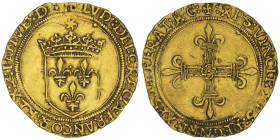 Louis XII, Seigneur de Gênes pour la deuxième fois (1508-1512)
Écu d'or au soleil, Gênes, ND (1512), AU 3.40 g.
Ref : MIR 153 (R2), CNI 10, Lun.158, D...