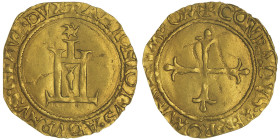 Antoniotto Adorno Doge XXXV 1522-1527
Scudo d'oro del Sole, AU 3.42 g.
Ref : MIR 168/1 (R2), Fr. 399 Lun. 174 Conservation : TTB