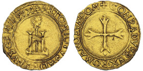 Antoniotto Adorno Doge XXXV 1522-1527
Scudo d'oro del Sole, AU
Ref : MIR 168/1 (R2), Fr. 399 Lun. 174 Conservation : NGC AU 58. (REV/ Sigla OM)