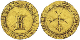 Antoniotto Adorno Doge XXXV 1522-1527
Scudo d'oro del Sole, AU 3.37 g. 
Ref : MIR 168/1 (R2), CNI 20/23, Fr. 399
Conservation : NGC MS 61. (REV/ Sigla...