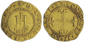 Dogi biennali, II fase 1541-1637 Doppia, 1585, AU 6.63 g.
Ref : MIR 205/17, CNI 1, Ricci 215, Lunardi 209, Fr.419
Conservation : TTB. Rare.