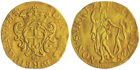 Dogi biennali III Fase 1637-1797 Zecchino, 1725, AU 3.30 g.
Ref : MIR -, Fr.438, Lun. -
Conservation : traces de monture sinon TTB. Inédit