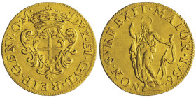 Dogi biennali III Fase 1637-1797 Zecchino, 1736, AU 3.51 g. Ref : MIR 267/10 (R), Fr.438, Lun.329
Ex Varesi asta 75 lot 246 Conservation : TTB