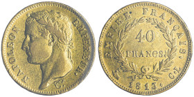 Département de Gênes 1805-1814
40 Francs, Gênes, 1813 CL, AU 12.85 g.
Ref : G.1084, Pag.22, Fr. 509 Conservation : traces de nettoyage sinon TTB
Quant...