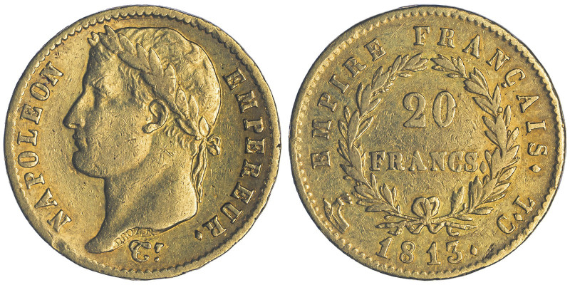 Département de Gênes 1805-1814
20 Francs, Gênes, 1813 CL, AU 6.41 g.
Ref : G.102...