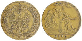 Carlo Emanuele III, Primo Periodo 1730-1755
4 Zecchini d'oro dell'annunciazione, Torino, 1745, AU 13.64 g.
Avers : CAROLVS EMANVEL D G SARDINIAE REX
R...