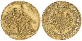 Carlo Emanuele III, Primo Periodo 1730-1755
Zecchino dell'annunciazione, II tipo, Torino, 1746, AU 3.46 g. Ref : Cud. 1026d (R2), MIR 916b, Biaggi 783...