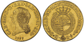 Carlo Emanuele III Secondo Periodo 1755-1773
Mezzo Carlino da 2.5 Doppie, Torino, 1757, AU 24.00 g.
Ref : Cud. 1052C (R8), MIR 942a, Sim. 29, Biaggi 8...