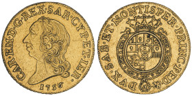 Carlo Emanuele III Secondo Periodo 1755-1773
Doppia Nuova, Torino, 1756, AU 9.62 g.
Ref : Cud. 1053b (R6), MIR 943, Biaggi 808b
Conservation : Tentati...