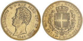 Carlo Alberto 1831-1849
20 lire, Torino, 1849 (P), AU 6.45 g. 
Ref : Cud. 1156ad , MIR.1045, Pag. 209 
Conservation : TTB/SUP. Sigillata Montenegro