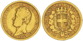 Carlo Alberto 1831-1849
10 lire, Genova, 1833 (P), AU 3.10 g.
Ref : Cud. 1157a (R2), MIR 1046, Pag. 21a, Fr. 1144
Conservation : TB. Rare