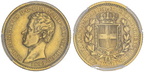 Carlo Alberto 1831-1849
10 lire, Genova, 1833 (P), AU 3.21 g. 
Ref : Cud. 1157a (R2), MIR.1046a, Pag. 211 
Conservation : PCGS XF 40. Rare