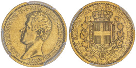 Carlo Alberto 1831-1849
10 lire, Torino, 1833 (P), AU 3.10 g.
Ref : Cud. 1157b (R2), MIR 1046b, Pag. 212, Fr. 1144
Conservation : PCGS XF 40
Quantité:...