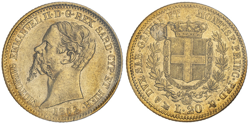 Vittorio Emanuele II, Re di Sardegna 1849-1861
20 Lire, Genova, 1852, sans F sou...