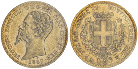 Vittorio Emanuele II, Re di Sardegna 1849-1861
20 Lire, Genova, 1857, AU 6.45 g. Ref : Cud. 1167n, MIR 1055, Pag.350 Conservation : TTB. Sigillata Mon...