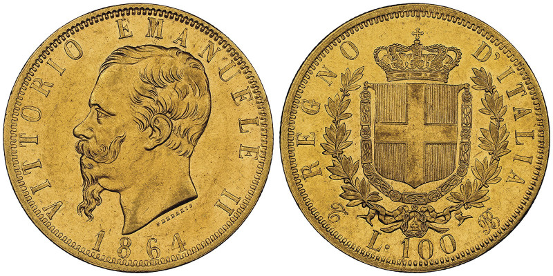 Vittorio Emanuele II 1861-1878 - Re d'Italia
100 Lire, Torino, 1864, AU 32.25 g....
