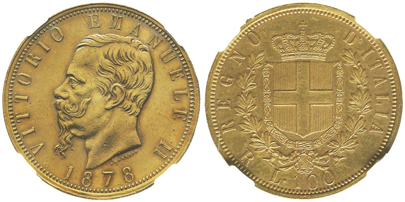 Vittorio Emanuele II 1861-1878 - Re d'Italia
100 Lire, Roma, 1878 R, AU 32.25 g....