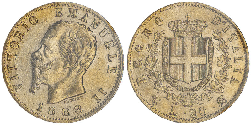 Vittorio Emanuele II 1861-1878 - Re d'Italia
20 Lire, Torino, 1868 T BN, AU 6.45...