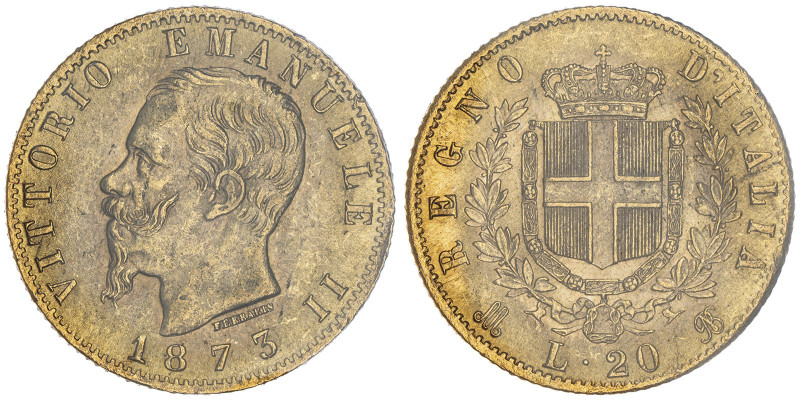 Vittorio Emanuele II 1861-1878 - Re d'Italia
20 Lire, Milano, 1873 M BN, AU 6.45...