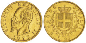 Vittorio Emanuele II 1861-1878 - Re d'Italia
20 Lire, Roma, 1873 R, AU 6.45 g.
Ref : Cud. 1190o (R4), MIR 1078p, Pag. 469, Fr.12
Conservation : ancien...