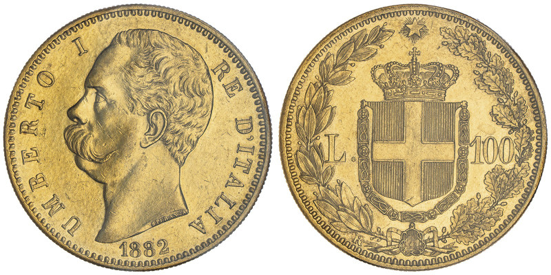 Umberto I 1878-1900
100 lire, Roma, 1882 R, AU 32.25 g.
Ref : Cud. 1209b (R2), M...