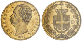 Umberto I 1878-1900
100 lire, Rome, 1891 R, AU 32.25 g.
Ref : Cud. 1209e (R3), MIR.1096e, Pag.571, Fr.18, KM#22
Conservation : PCGS MS 61
Quantité : 2...