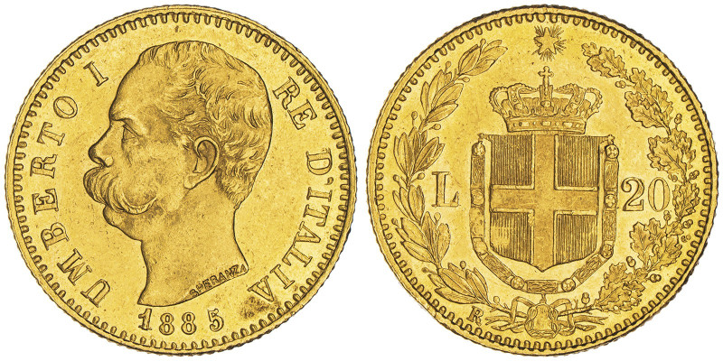 Umberto I 1878-1900
20 Lire, Roma, 1885 R, AU 6.45 g. 
Ref : Cud. 1211g, MIR 109...