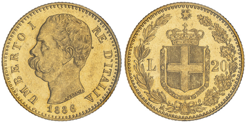 Umberto I 1878-1900
20 Lire, Roma, 1886 R, AU 6.45 g. 
Ref : Cud. 1211h, MIR 109...