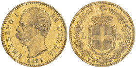 Umberto I 1878-1900
20 Lire, Roma, 1893 R, AU 6.45 g.
Ref : Cud. 1211m, MIR 1098, Pag. 587, Fr. 20
Conservation : Superbe. Sigillata Montenegro.