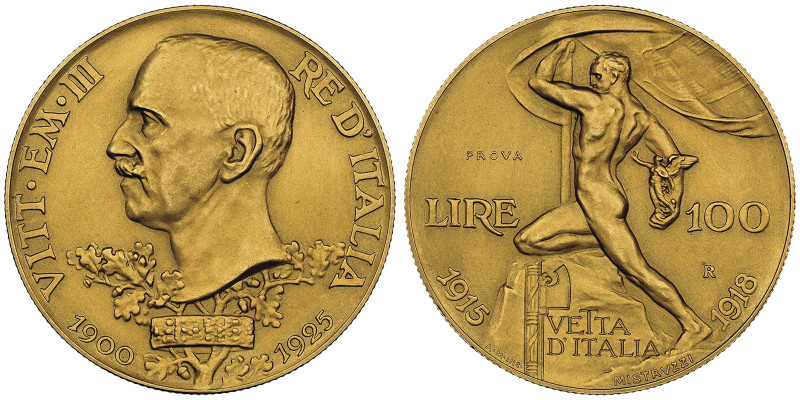 Vittorio Emanuele III 1900-1946
100 Lire PROVA (Pattern) , Roma, 1925 R, AU 32.2...