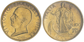 Vittorio Emanuele III 1900-1946
100 Lire, Roma, 1931, anno X, AU 8.80 g 
Ref : Cud. 1231b (R2), MIR 1118a, Pag. 647, Fr.33
Conservation : Superbe. Sig...
