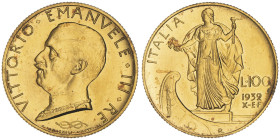 Vittorio Emanuele III 1900-1946
100 Lire, Roma, 1932, anno X, AU 8.80 g 
Ref : Cud. 1231c (R), MIR 1118, Pag. 648, Fr.33
Conservation : FDC