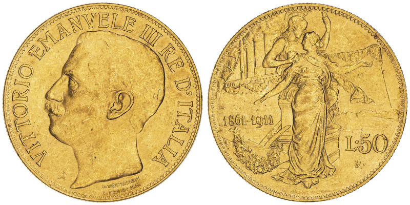 Vittorio Emanuele III 1900-1946
50 Lire, Roma, 1911 R, AU 16.13 g.
Ref : Cud. 12...