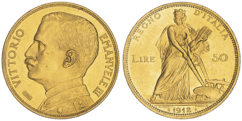 Vittorio Emanuele III 1900-1946
50 lire Aratrice, Roma, 1912 R, AU 16.13 g.
Ref ...
