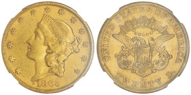 20 Dollars , San Francisco, 1865 S, AU 33.43 g.
Ref : Fr. 175, KM#74.2
Conservation : NGC AU 55