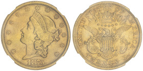 20 Dollars , San Francisco, 1875 S, AU 33.43 g.
Ref : Fr. 175, KM#74.2
Conservation : NGC AU 58