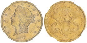20 Dollars , San Francisco, 1877 S, AU 33.43 g.
Ref : Fr. 175, KM#74.2
Conservation : NGC AU 58