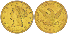 10 Dollars, New Orleans, 1854 O, Large date, AU 16.72 g.
Ref : Fr.156, KM#66.2
Conservation : PCGS AU 53