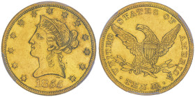 10 Dollars, Philadelphia, 1855 , AU 16.72 g.
Ref : Fr.155, KM#66.2
Conservation : PCGS AU 55